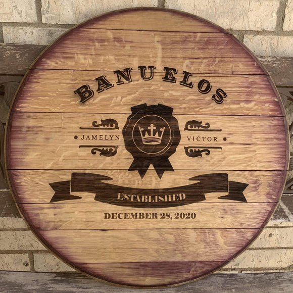 reclaimed wine barrel lid for wedding guest book